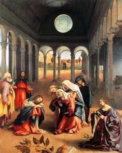 Kristus jättää äitinsä, Lorenzo Lotto (1480 noin 1556), öljy kankaalle tekijältä Lorenzo Lotto