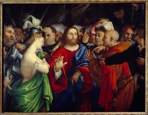 Kristus ja avionrikkoja nainen. Lorenzo Lotto (1480-1556) maalaus