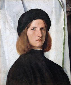 Saksa: Bildnis eines Jünglings vor weißem Vorhang Nuoren miehen muotokuva lampun kanssa tekijältä Lorenzo Lotto
