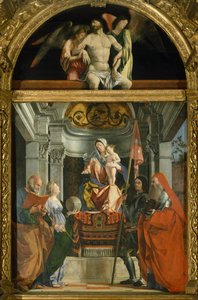 Madonna ja pyhät, Lorenzo Lotto (n. 1480-1556), öljy kankaalle tekijältä Lorenzo Lotto