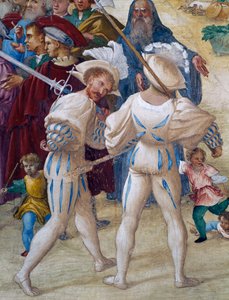Pyhän Barbaran marttyyrikuolema, yksityiskohta Saint Barbaran tarinoista tekijältä Lorenzo Lotto