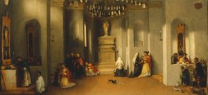 Saint Lucian kutsumus, ensimmäinen paneeli Saint Lucian alttaritaulusta tai Saint Lucia tuomarin edessä Lorenzo Lotto (1480 ca-1556), öljytaulu, 32x69 cm tekijältä Lorenzo Lotto