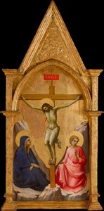 Ristiinnaulittu Kristus Neitsyt ja evankelista Johannes n. 1406. tekijältä Lorenzo Monaco