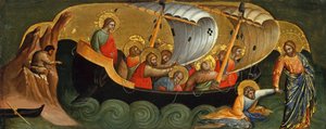 Kristus pelastaa Pietarin hukkuvasta Predella-paneelista, noin 1370.