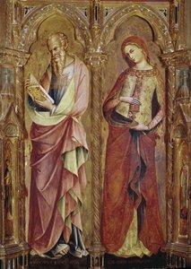 Pyhä Johannes Evankelista ja Pyhä Maria Magdaleena - Yksityiskohta Marian ilmestyksen polyptyykistä (1357, tempera ja kultalehti puussa)