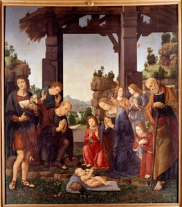 Paimenten palvonta Lorenzo di Credin (1458-1537) maalaus 1400-luvun su. 2,24x1,96 m Firenze, galleria degli Uffizi (toimistot)