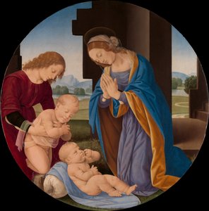 Madonna palvomassa lasta Johannes Kastajan ja enkelin kanssa, noin 1492 (tempera puulle).