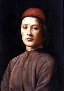 Nuoren miehen muotokuva, jolla on punainen lippalakki (öljy paneelissa) tekijältä Lorenzo di Credi