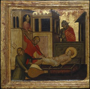Pyhän Laurentiuksen marttyyrikuolema. Kohtauksia Pyhän Laurentiuksen elämästä, predella, n. 1412