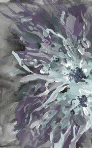 Violetti ja turkoosi kukka-aiheinen abstraktio