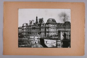 Vanhan kaupungintalon julkisivu, Arcole-sillan alkupää. Noin vuonna 1860. 4. kaupunginosan, Pariisi.