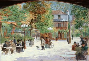 Am Chalet des Château de Madrid, im Bois de Boulogne, um 1895