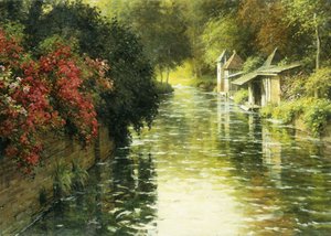 Ranskalainen jokimaisema (öljy kankaalle) tekijältä Louis Aston Knight