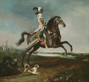 Marie-Antoinette (1755-1793) ratsastusasussa ratsastusasu, 1783