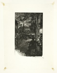 Boulevard Montmartre, ilta, levy viisitoista, Le Long de la Seine et des Boulevards -teoksesta. tekijältä Louis Auguste Lepère