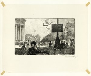 Rue Royalen kulma, levy kuudestoista Le Long de la Seine et des Boulevards -teoksesta tekijältä Louis Auguste Lepère