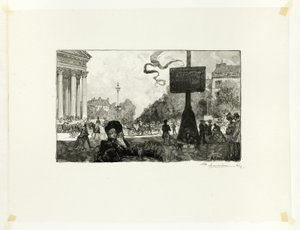Rue Royalen kulma, levy kuudestoista Le Long de la Seine et des Boulevards -teoksesta tekijältä Louis Auguste Lepère
