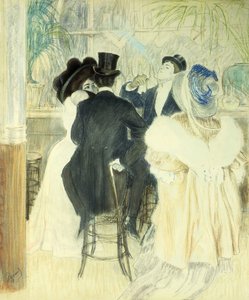 Figuurit kahvilassa (pastelli paperille) tekijältä Louis Auguste Mathieu Legrand
