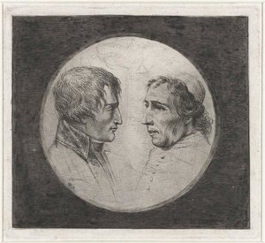 Coclers, L B, Kaksoismuotokuva Napoleon ja paavi Pius VII (n. 1805, Rijksmuseum) tekijältä Louis Bernard Coclers