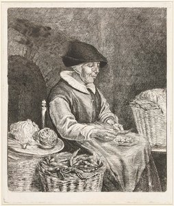 Coclers, L B, Vanha nainen kastamassa papuja (1780, Rijksmuseum Amsterdam).