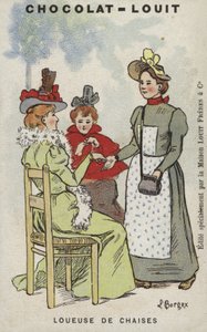 Tuolien vuokraus (chromolitho) tekijältä Louis Borgex