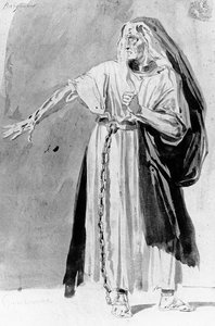Pukusuunnittelu Victor Hugon (1802-85) Les Burgravesille, n. 1843 tekijältä Louis Boulanger