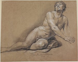 Makuuasennossa oleva miespuolinen alaston tekijältä Louis Boullongne the younger