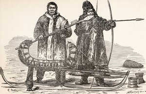 Burjatit Burjatian tasavallasta, Venäjältä, Victor Meignanin teoksesta From Paris to Pekin over Siperian Snows, kaiverrettu Smeeton-Tillyn (Burne Smeeton (1840-60) ja Auguste Tilly (1898)) toimesta, julkaistu vuonna 1898. tekijältä Louis Breton