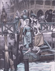 Vihreät hanhet, kuvitus Decameron of Boccacciosta, julkaissut Navarre Society 1930-luvulla (litho)