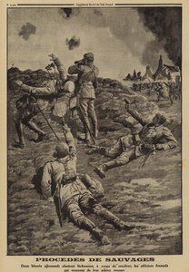 Kaksi haavoittunutta saksalaissotilasta ampui ranskalaisia upseereita, jotka olivat auttaneet heitä suojaan selkään, ensimmäinen maailmansota tekijältä Louis Charles (after) Bombled