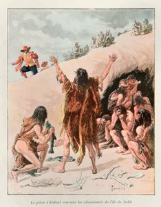 Bombled Louis (1862 - 1927); Chedotel-lentäjä löysi hylätyn Sable-saaren vuonna 1603 (Marquis de la Rochen vuoden 1598 retkikunnan selviytyjät saarelta lähellä Newfoundlandia); Eugene Gueninin Uuden Ranskan historia - 1900 - Kokoelma, osa. tekijältä Louis Charles Bombled