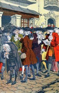 Väkijoukko Law Bankin edessä tekijältä Louis Charles Bombled
