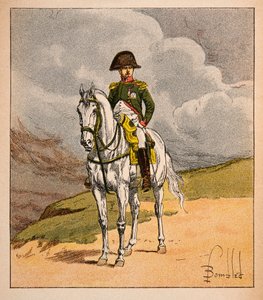 Kuva Bombled Louisista (1862-1927) kreivi Emmanuel de Las Casesin (1766-1842) kirjasta "The Memorial of Saint Helene": Equestrian Portrait of Emperor Napoleon 1.er, yksityinen kokoelma tekijältä Louis Charles Bombled