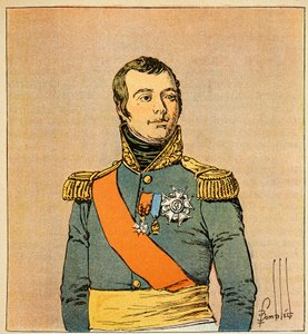 Kuvitus Bombled Louisista (1862-1927) kreivi Emmanuel de Las Casesin (1766-1842) kirjasta "Saint Helenen muistomerkki": Taranton herttuan marchal Etienne Macdonaldin (1765-1840) muotokuva, yksityiskokoelma. tekijältä Louis Charles Bombled