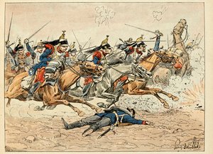 Kuvitus kirjasta "Les heros du Siecle", Dick de Lonlayn anekdoottiset lausunnot ja Louis Bombledin (1862-1927) kuvituksesta tekijältä Louis Charles Bombled