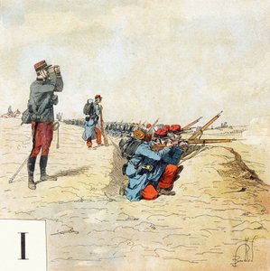 Kirjain I: Jalkaväki, "Je serai soldat" (Minusta tulee sotilas) - Sotilaaakkoset tekijältä Louis Charles Bombled