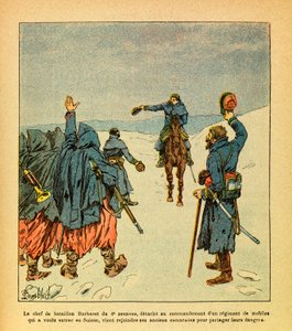 Eugene Sergeantin itäinen armeija, joka tunnetaan nimellä Grenest, kuvannut Louis Bombled (1862-1927) (Ranskan ja Saksan sota; kampanja 1870 -1871): 4. Zouaven Barberet-pataljoonien johtaja, eroaa komentamaan rykmenttiä matkapuhelin, joka halusi tekijältä Louis Charles Bombled