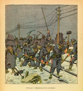 Eugene Sergeantin itäarmee, joka tunnetaan nimellä Grenest, kuvannut Louis Bombled (1862-1927) (Ranskan ja Saksan sota; kampanja 1870 -1871): Fontenoy, rautatien tuhoaminen, yksityinen kokoelma tekijältä Louis Charles Bombled