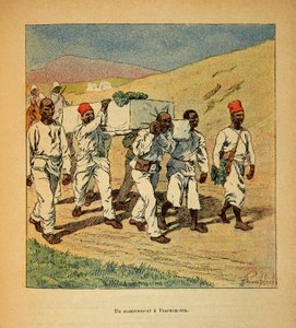Madagaskarin sota - Henri Galli dit Galllichetin (1854-1922) ranskalaisten tutkimusretkien anekdoottinen historia vuosina 1885-1895, kuvittanut Louis Bombled (1862-1927): Yksityiskokoelma tekijältä Louis Charles Bombled