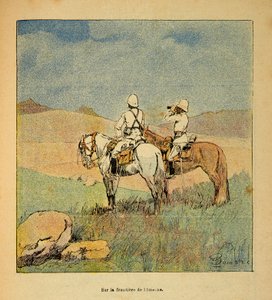 Madagaskarin sota - Henri Galli dit Galllichet (1854-1922) ranskalaisten tutkimusretkien anekdoottinen historia, kuvittanut Louis Bombled (1862-1927): Sotilas tiedustelussa Imernen ja Madagaskarin rajalla, Private vuonna 1895 Kokoelma tekijältä Louis Charles Bombled