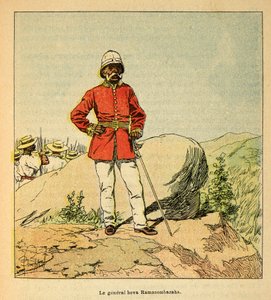 Madagaskarin sota - Henri Galli dit Galllichetin (1854-1922) ranskalaisten tutkimusretkien anekdoottinen historia, kuvittanut Louis Bombled (1862-1927): Kenraali Hova Ramasombazahan muotokuva, yksityinen kokoelma tekijältä Louis Charles Bombled