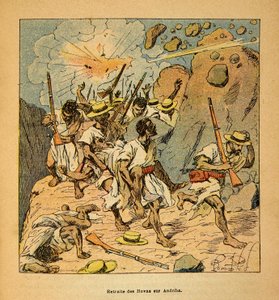 Madagaskarin sota - Henri Galli dit Galllichetin (1854-1922) ranskalaisten tutkimusretkien anekdoottinen historia vuosina 1885-1895, kuvittanut Louis Bombled (1862-1927): Yksityiskokoelma tekijältä Louis Charles Bombled
