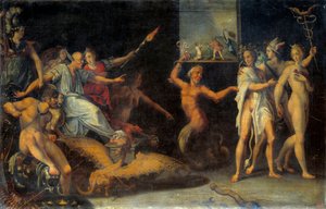 Allegoria Edit de Nantesin peruuttamiselle lokakuussa 1685 Keskeinen hahmo edustaa Basvilleä (lohikäärme mies), Languedocin intendanttia, joka vie viimeiset vaatteensa hugenotteilta. Hän auttoi perustamaan lohikäärmeitä, joiden tarkoituksena oli co