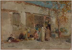 Marokon kohtaus, n. 1871. tekijältä Louis Comfort Tiffany