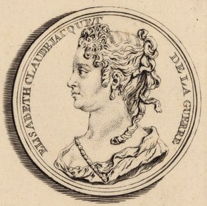 Säveltäjä Elisabeth Claude Jacquet de La Guerren muotokuva 1665-1729.