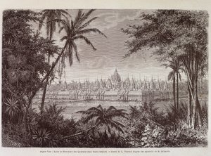 Näkymä Angkor Thomista noin 1870 - elokuvassa "" Voyage au Cambodia" - Louis Delaporte, Pariisi
