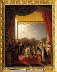 Ludvig XVIII, kuninkaallisen perheen jäsenten ympäröimänä, osallistui Tuileries