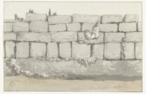 Muinaisen Mandurian kaupungin muinaisen temppelin ulkoseinän ulkopuoli Rakenne ulkopuolen mur exterior láncienne Mandurie Voyage en Italy ja Sicile et à Malte - 1778 (sarjan nimi)