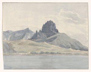 Näkymä Pentidatilon rannikolle Spartiventon niemen toisella puolella Vue de la cote de Pentidatilo au delà du Cap de Spartivento (otsikko esineessä) Voyage en Italy ja Sicile et à Malte - 1778 (sarjan nimi) tekijältä Louis Ducros
