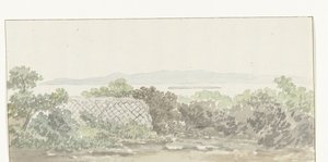 Gezicht op de ruïne van het teatteri Brindisissä Näkymä Taranton teatterin jäänteistä (otsikko esineessä) Matkat Italiassa, Sisiliassa ja Maltassa - 1778 (sarjan nimi)